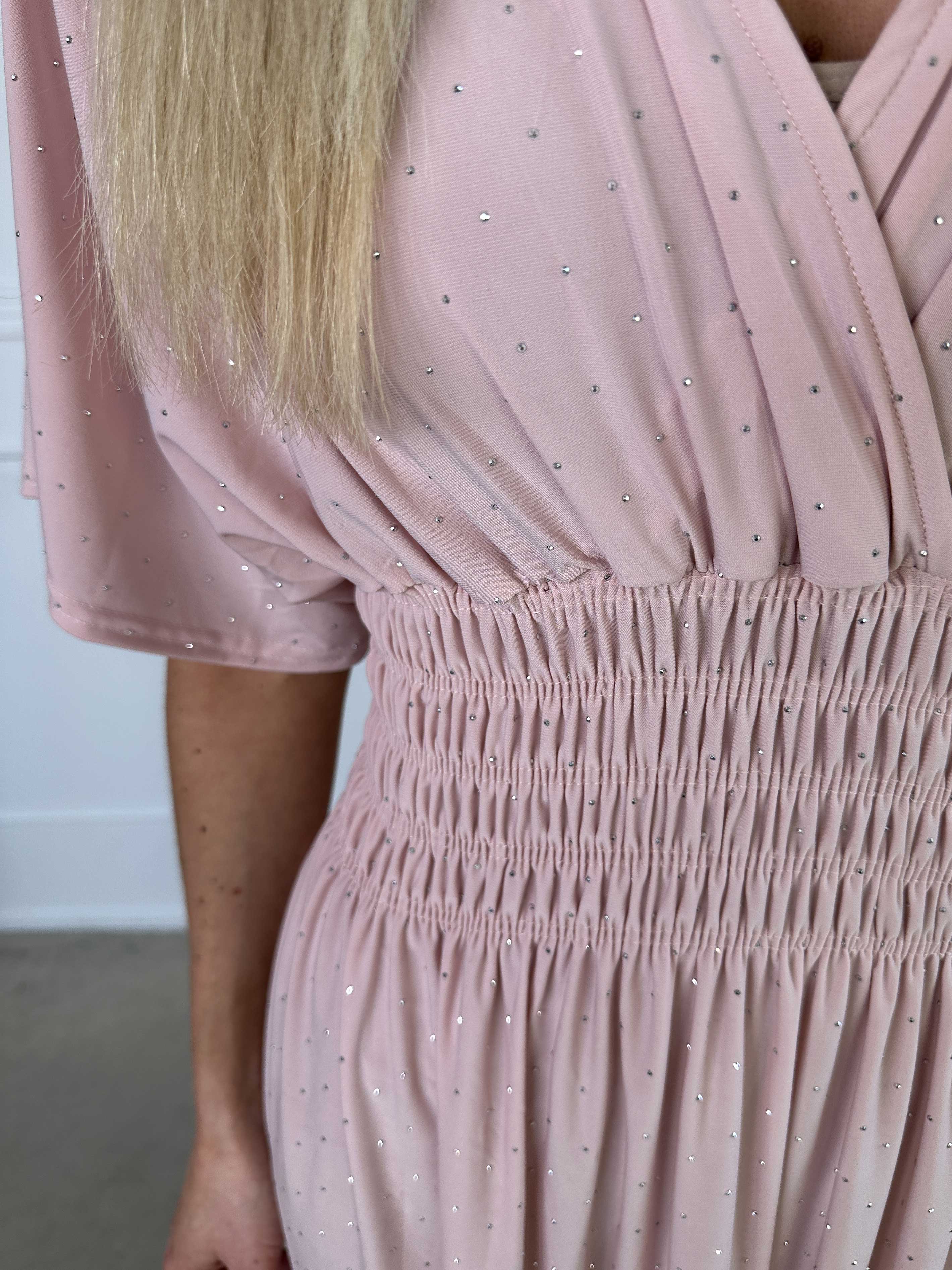 Pams Crystal - Lang elastisk kjole med similisten